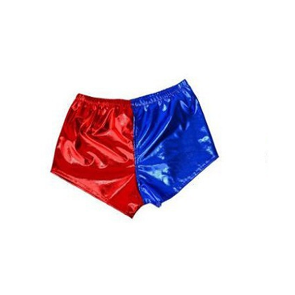 Red and blue shorts from the three-piece costume