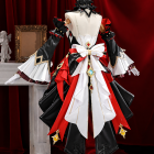 Rear of Sandrone costume showing the bow and layered trailing panels
