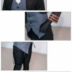 Chuuya outfit details: crossed chest straps, glove and cuff, trouser cord and hat