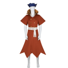 Dr. STONE Ryusui Nanami coat costume with navy hat and white belt, front view