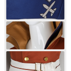 Close-up of Ryusui costume navy hat, contrasting collar and white belt