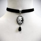 Skeleton Cameo Black Ribbon Choker — Skeleton cameo