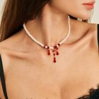 Vampire Bead and Blood-Drop Necklaces — White-red three drops