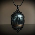 Gothic Illustrated Oval Pendant Necklaces — Gothic cathedral