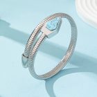 Colored Geometric Snake-Chain Arm Cuff — Blue / silver-colored