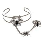 Spider Ring-Linked Wrist Cuff — Silver-colored