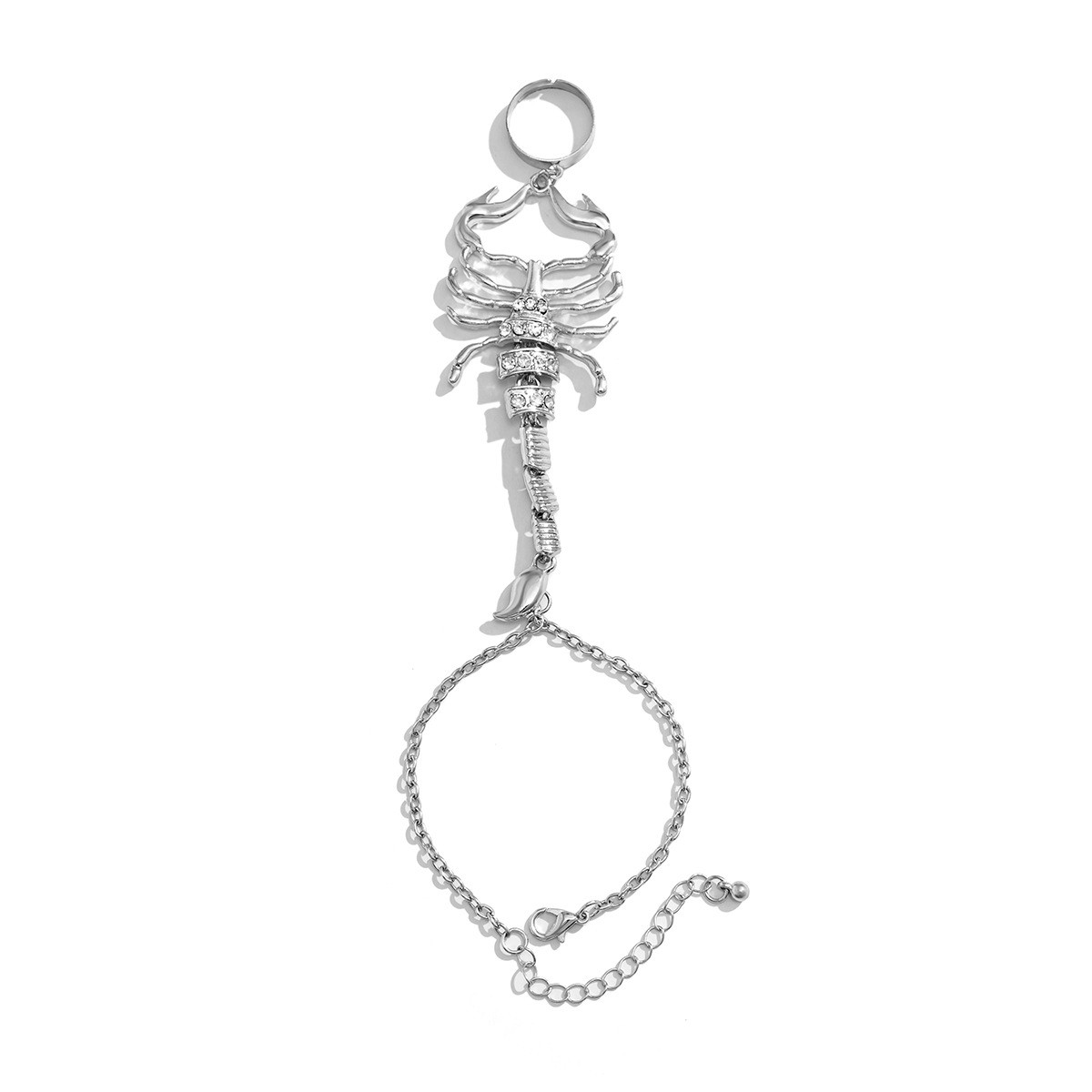 Scorpion Ring-Linked Bracelet 1 Scorpion Ring-Linked Bracelet — Silver-colored scorpion