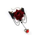 Gothic Rose and Jewel Lace Hand Jewelry — Burgundy rose
