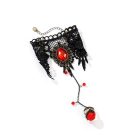 Gothic Rose and Jewel Lace Hand Jewelry — Red jewel lace