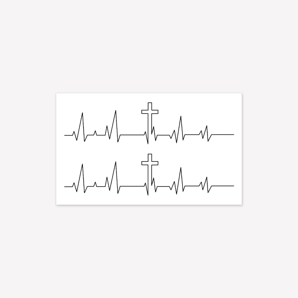ECG cross temporary tattoo sheet