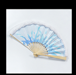 PA-15 blue and white folding fan with pale ribs