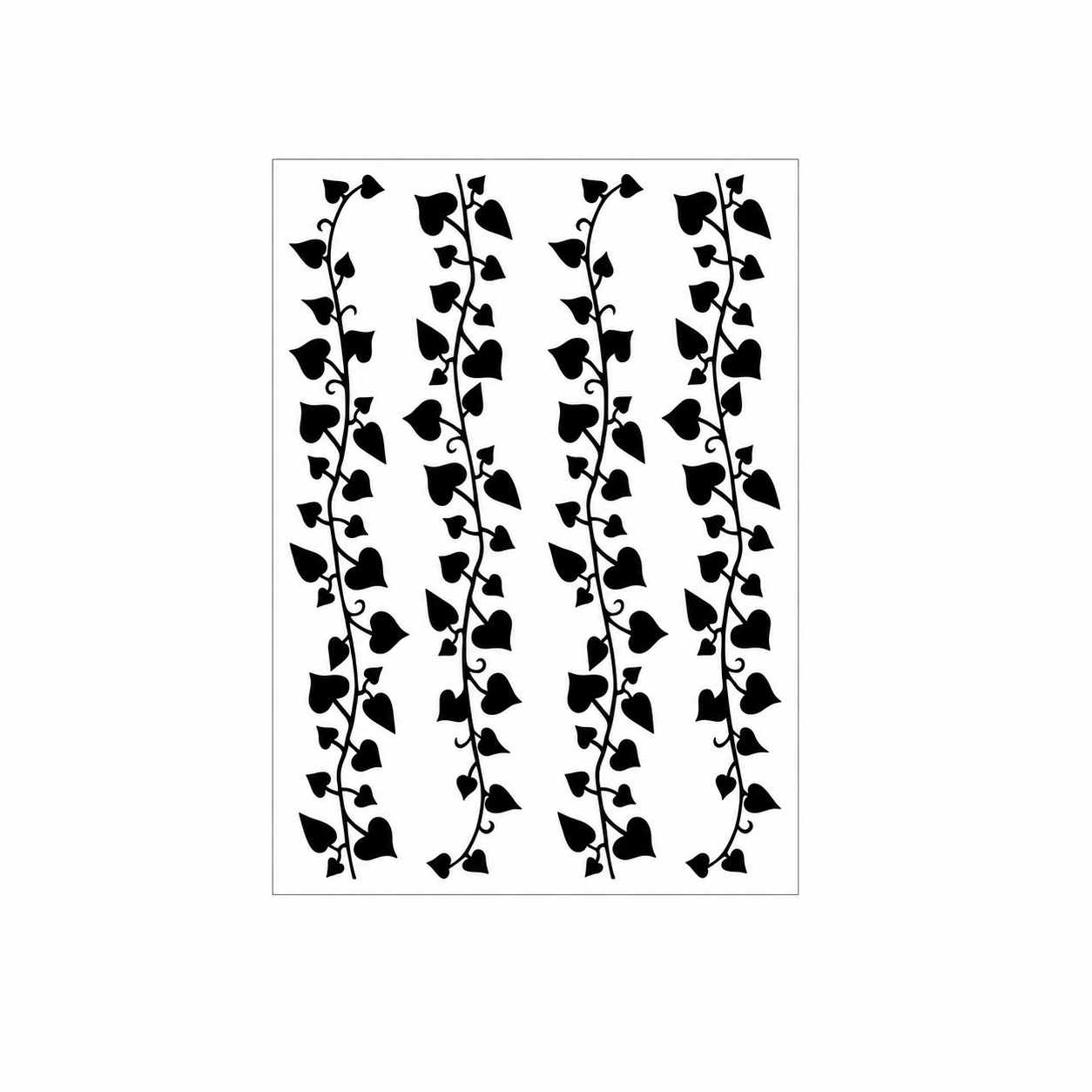 Black Heart-Leaf Vine Temporary Tattoos — Four Designs 1 Four individual black heart-leaf vine designs on their transfer sheet