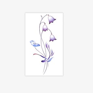 Purple bellflowers and blue butterfly tattoo sheet