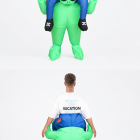 Front and back views of inflatable ride-on alien costume