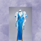 PA-15 blue and white qipao costume front view