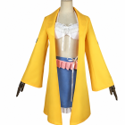 Angie Yonaga costume yellow jacket, white top, blue skirt and pink sash