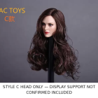 GACTOYS GC005 Style C dark brown wavy haired head sculpt, three-quarter angle, 1:6 figure scale