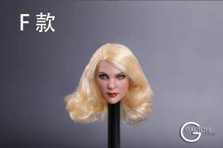 Gactoys Gc019 1:6 Female-Form Figure Head Sculpt — Four Hair Looks 14 GACTOYS GC019 style F head with pale-blonde soft shoulder-length curls