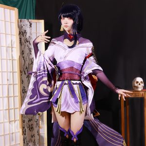 Raiden Shogun lavender costume worn front view