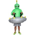 Alien hood, black eyes and silver flying-saucer ring, centered front view