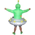 Rear zipper and orange fan position on green alien and silver UFO costume