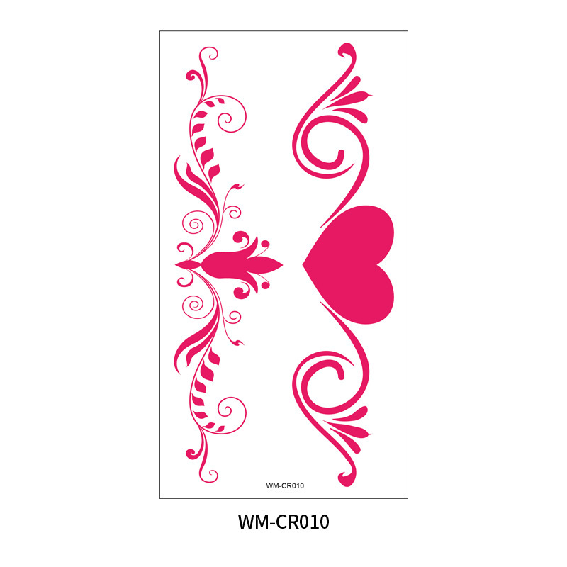 Ornamental Chest And Waist Temporary Tattoo – 72 Designs 14 WM-CR063 black floral design