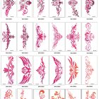 WM-CR025 to WM-CR048 numbered pink and coral tattoo designs