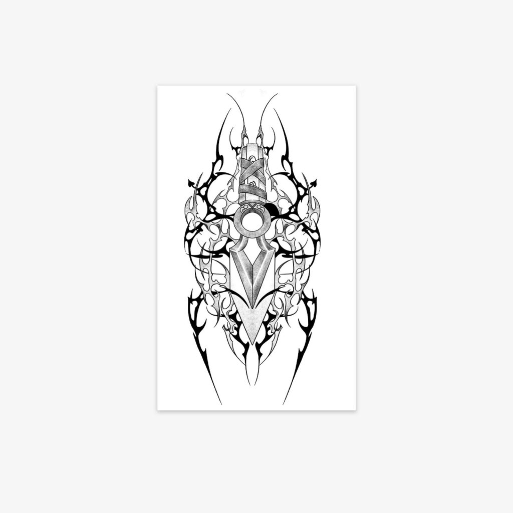 Black and gray gothic geometric tattoo sheet