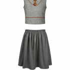 Gray school-style waistcoat top and matching gray skirt