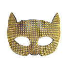 Gold rhinestone cat masquerade mask front