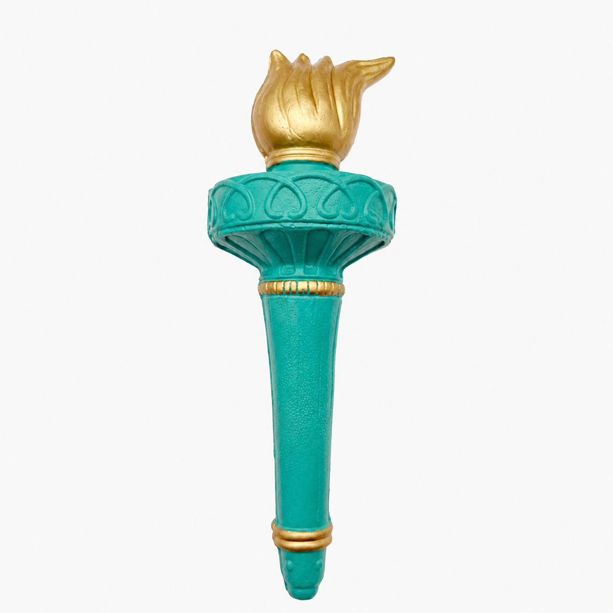 Gold-flame Statue of Liberty handheld torch on white background