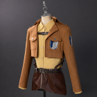 Hange Scout costume with yellow inner shirt and brown jacket
