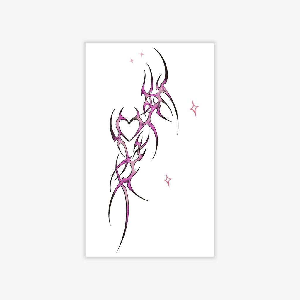 Pink and black thorn heart tattoo sheet
