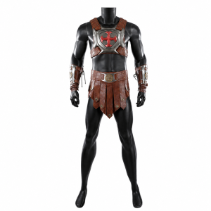He-Man chest harness, waist panels and bracers on a display mannequin