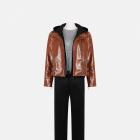 Grace Ashcroft brown jacket, black hoodie, grey tee and trousers