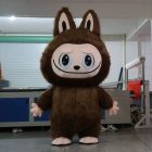 Coffee-brown long-eared Labubu-style mascot costume