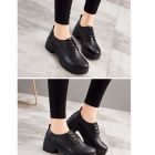 Low black lace-up cosplay shoes with raised lug sole