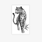 Walking spotted leopard temporary tattoo sheet