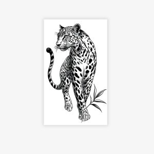 Walking spotted leopard temporary tattoo sheet