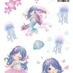 Mermaid and Jellyfish Glitter-Look Temporary Tattoo Sheet — EG-014
