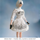 White 1:6 NieR:Automata 2B miniature dress on styled figure, angled view; only dress included