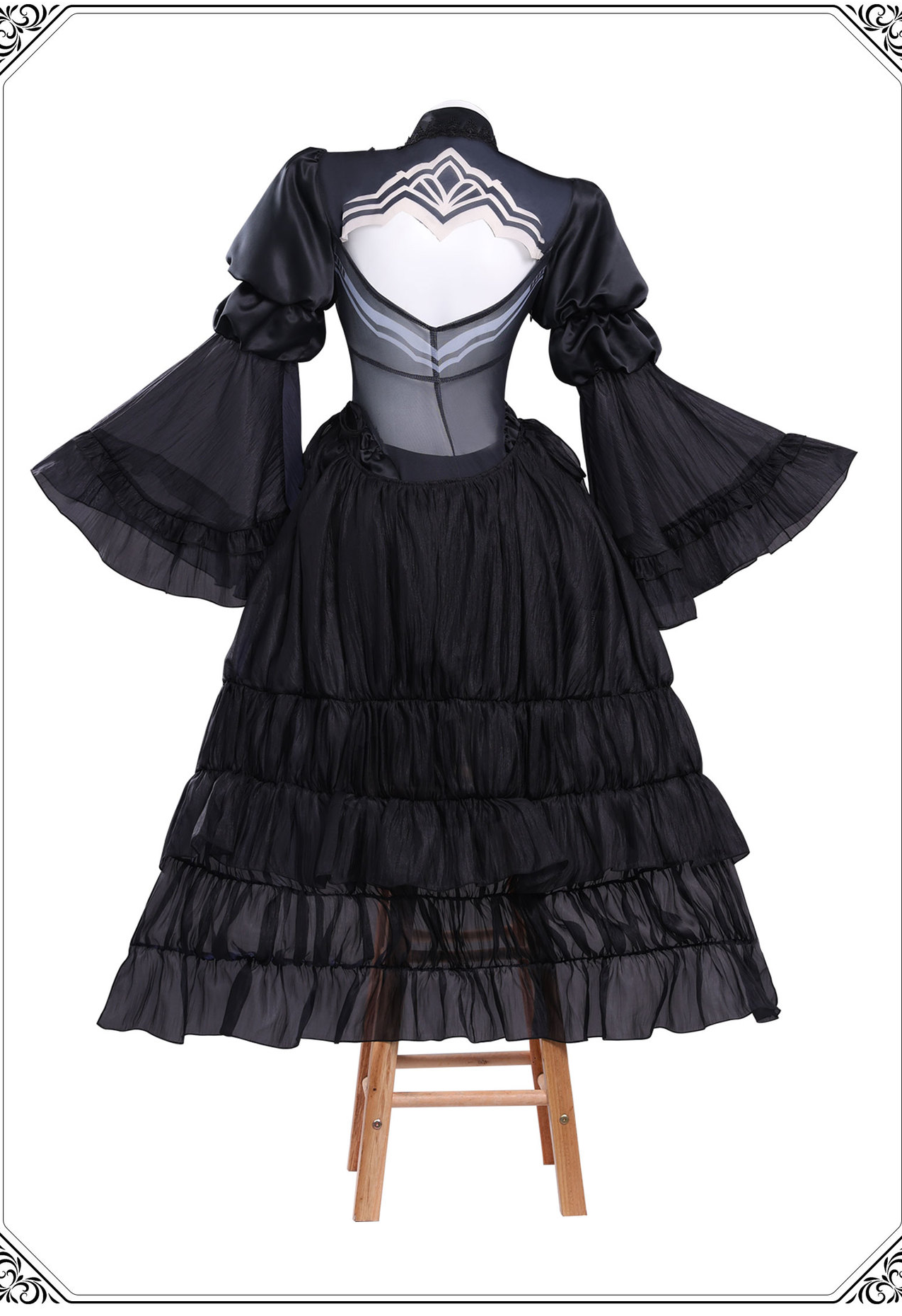 Back of 2B costume with layered skirt