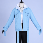 Eiden cosplay outfit with blue jacket, white shirt, black trousers and pendant