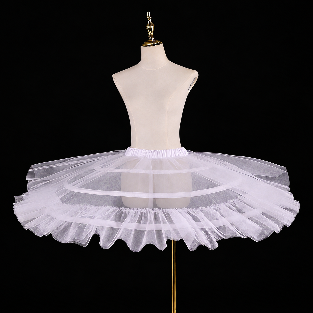 White hoop petticoat with layered sheer skirt
