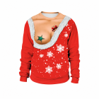 Red snowflake Santa print illusion Christmas crewneck