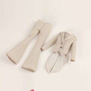 ACG26-M08-12 style A ivory 1:6 figure tailcoat jacket and matching flared trousers flat lay
