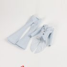 ACG26-M08-12 style E pale blue figure tailcoat with light tails and flared trousers flat lay