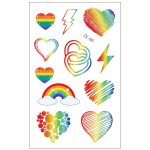 Rainbow Hearts and Lightning Glitter-Look Temporary Tattoos