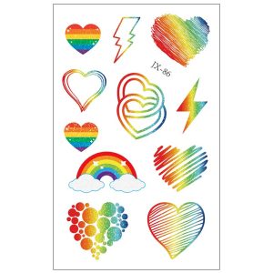JX-86 rainbow hearts, rainbow and lightning transfer sheet