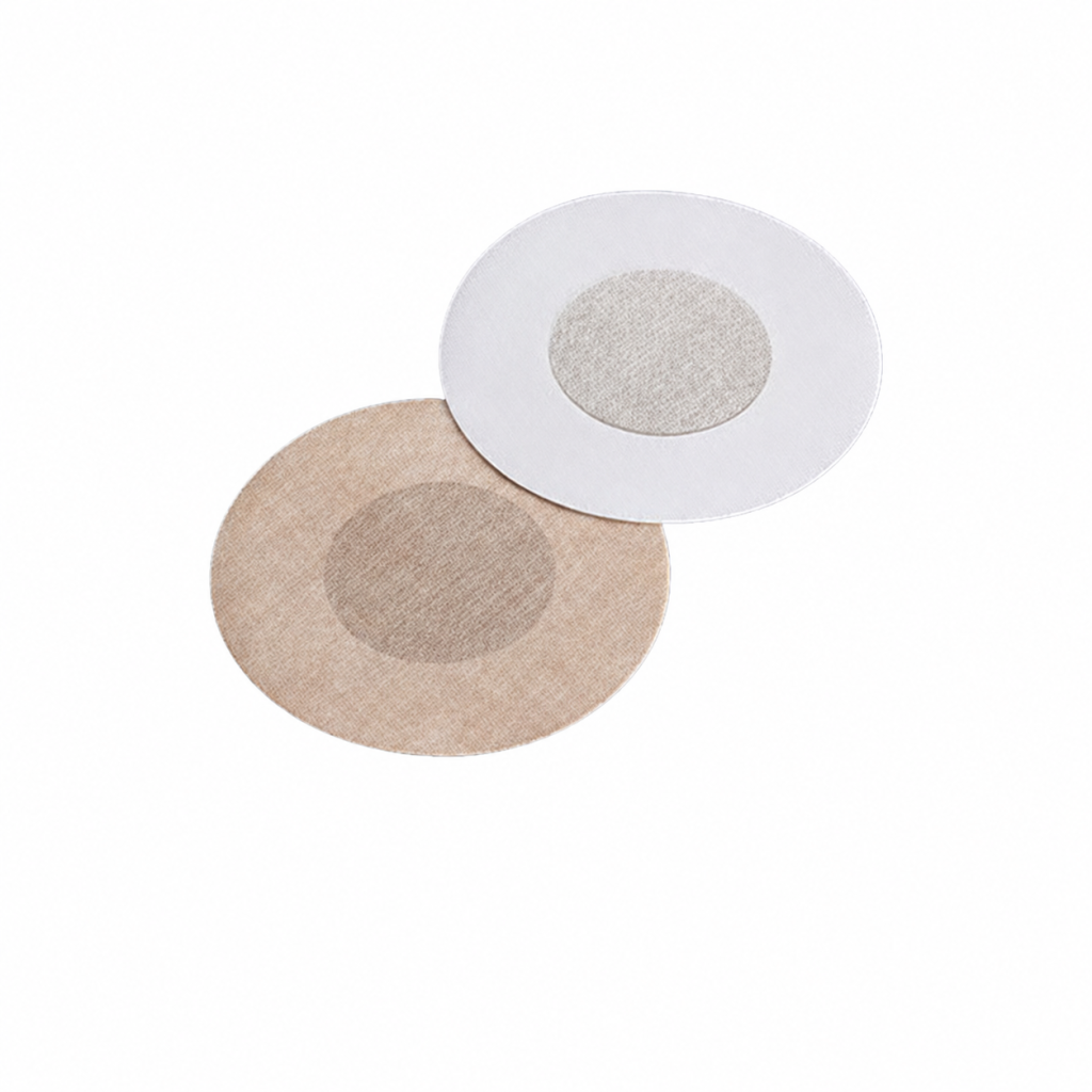 Round fabric adhesive cover front and reverse